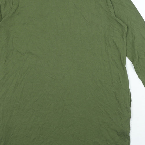Marks and Spencer Womens Green 100% Cotton T-Shirt Dress Size 14 Round Neck Pullover