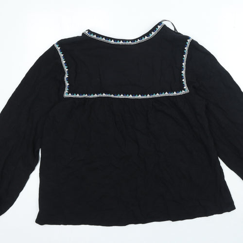 Per Una Womens Black 100% Cotton Basic Blouse Size 10 V-Neck
