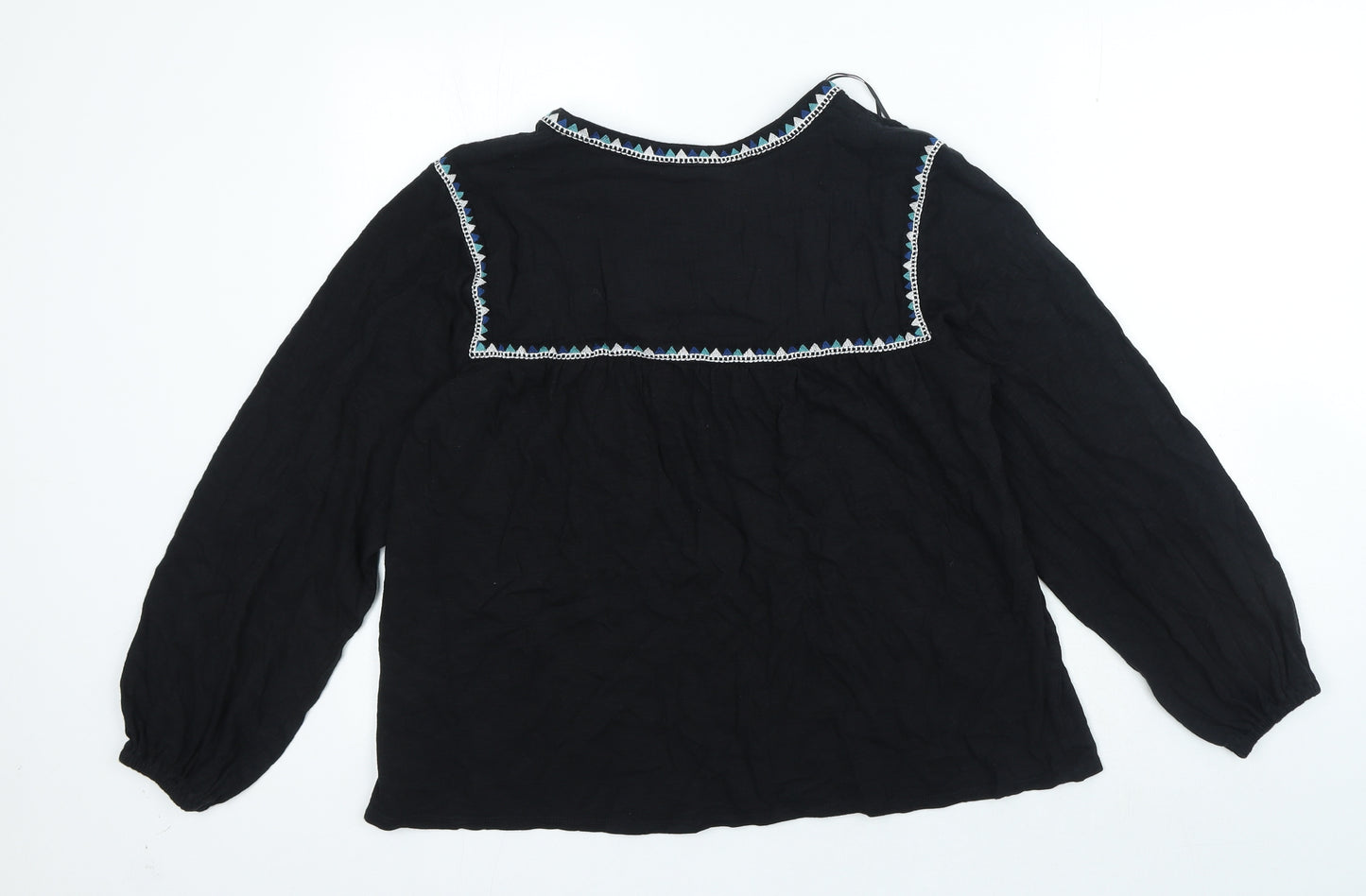 Per Una Womens Black 100% Cotton Basic Blouse Size 10 V-Neck