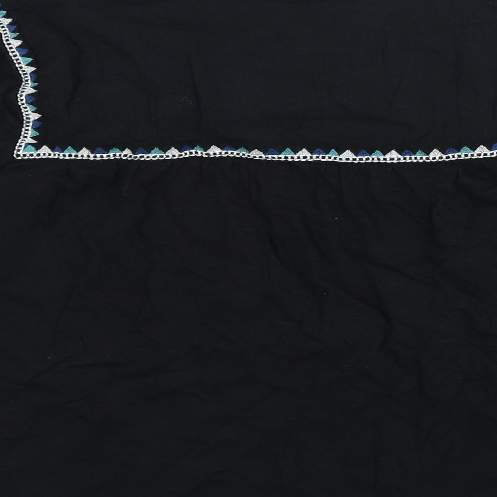 Per Una Womens Black 100% Cotton Basic Blouse Size 10 V-Neck