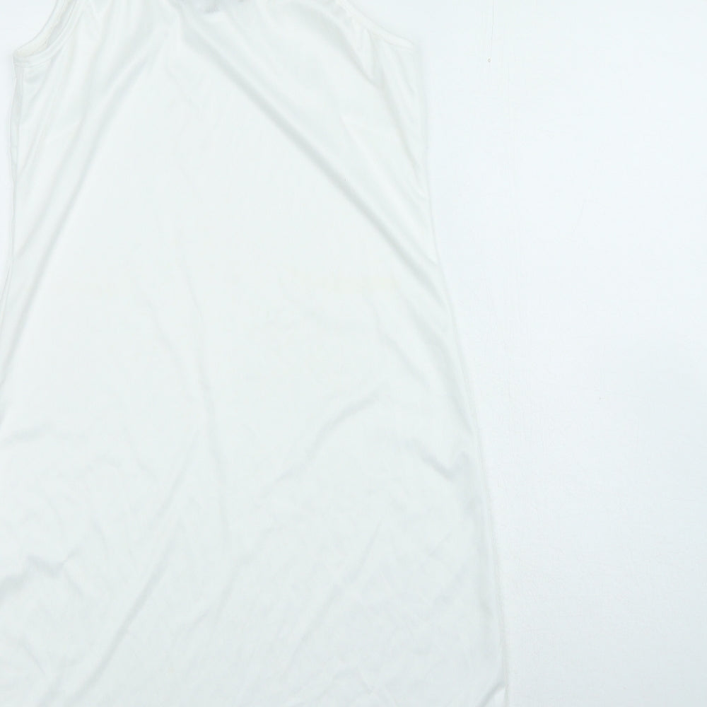 Isle Jacobsen Womens White Polyester Shift Size 12 V-Neck Pullover