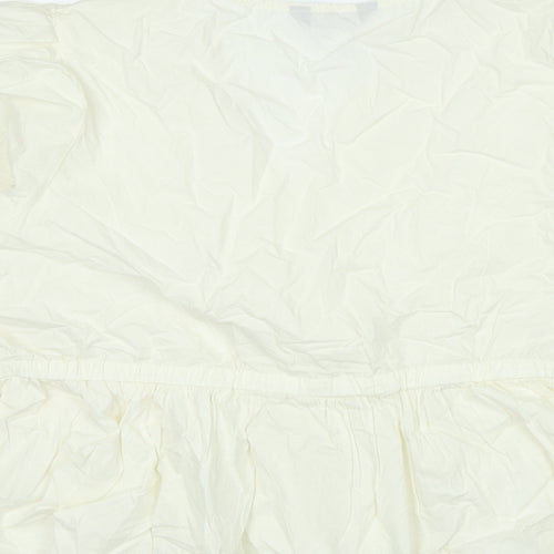 Marks and Spencer Womens Ivory 100% Cotton Basic Blouse Size 22 V-Neck