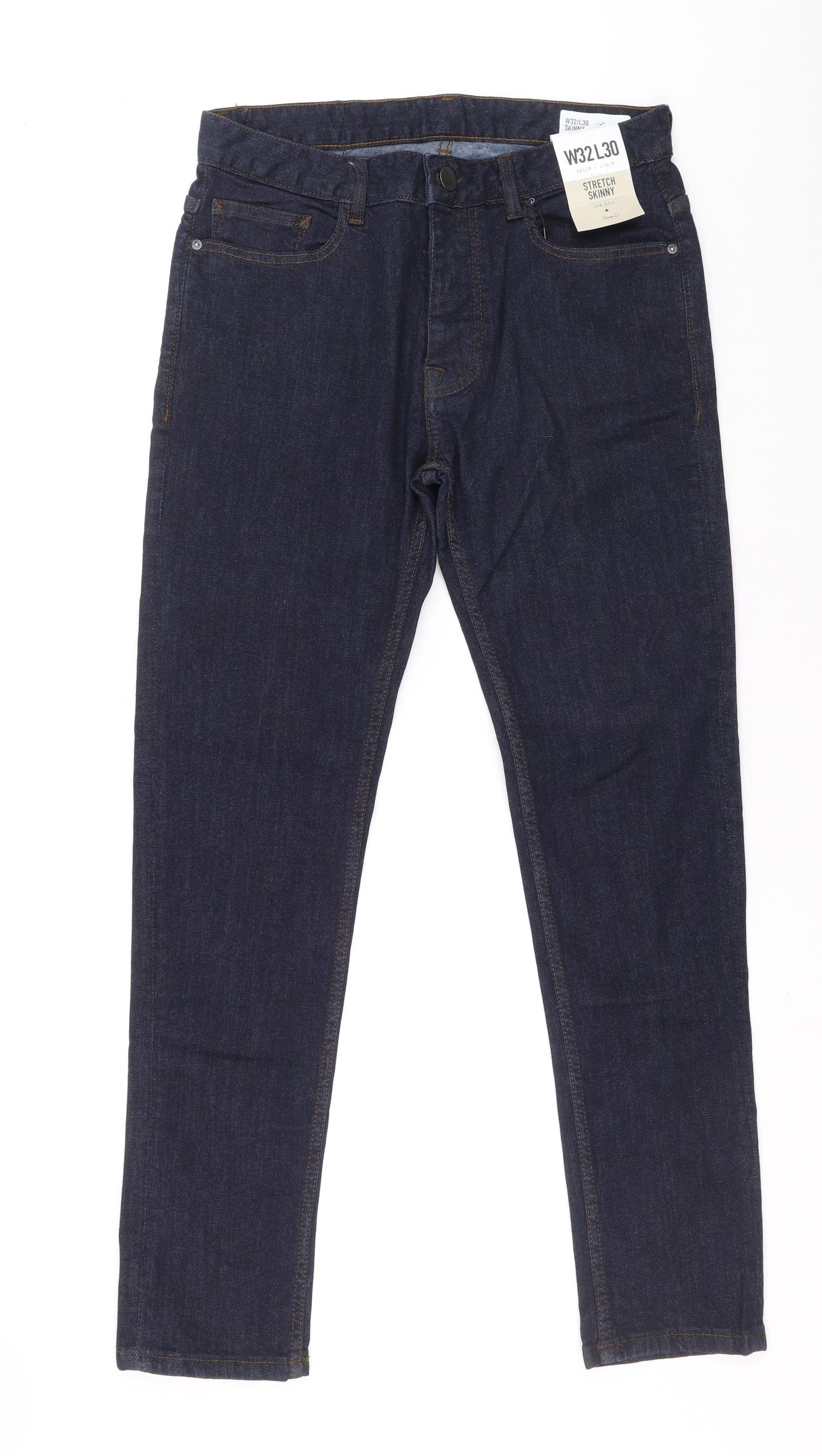Denim & Co. Womens Blue Cotton Skinny Jeans Size 32 in L30 in Regular Zip