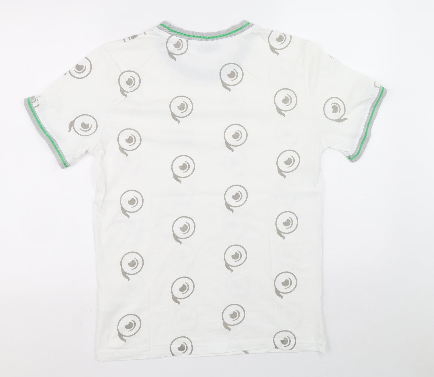 Fanfiber Mens Yellow Geometric Cotton T-Shirt Size M Crew Neck - Circular design
