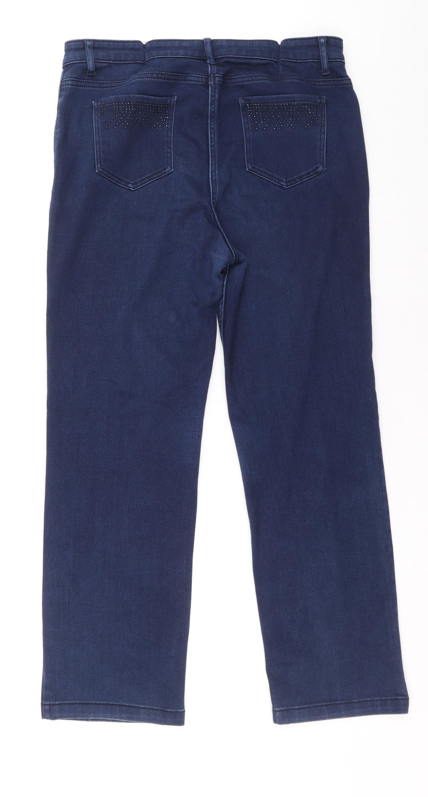 Per Una Womens Blue Cotton Straight Jeans Size 32 in L27 in Regular Zip