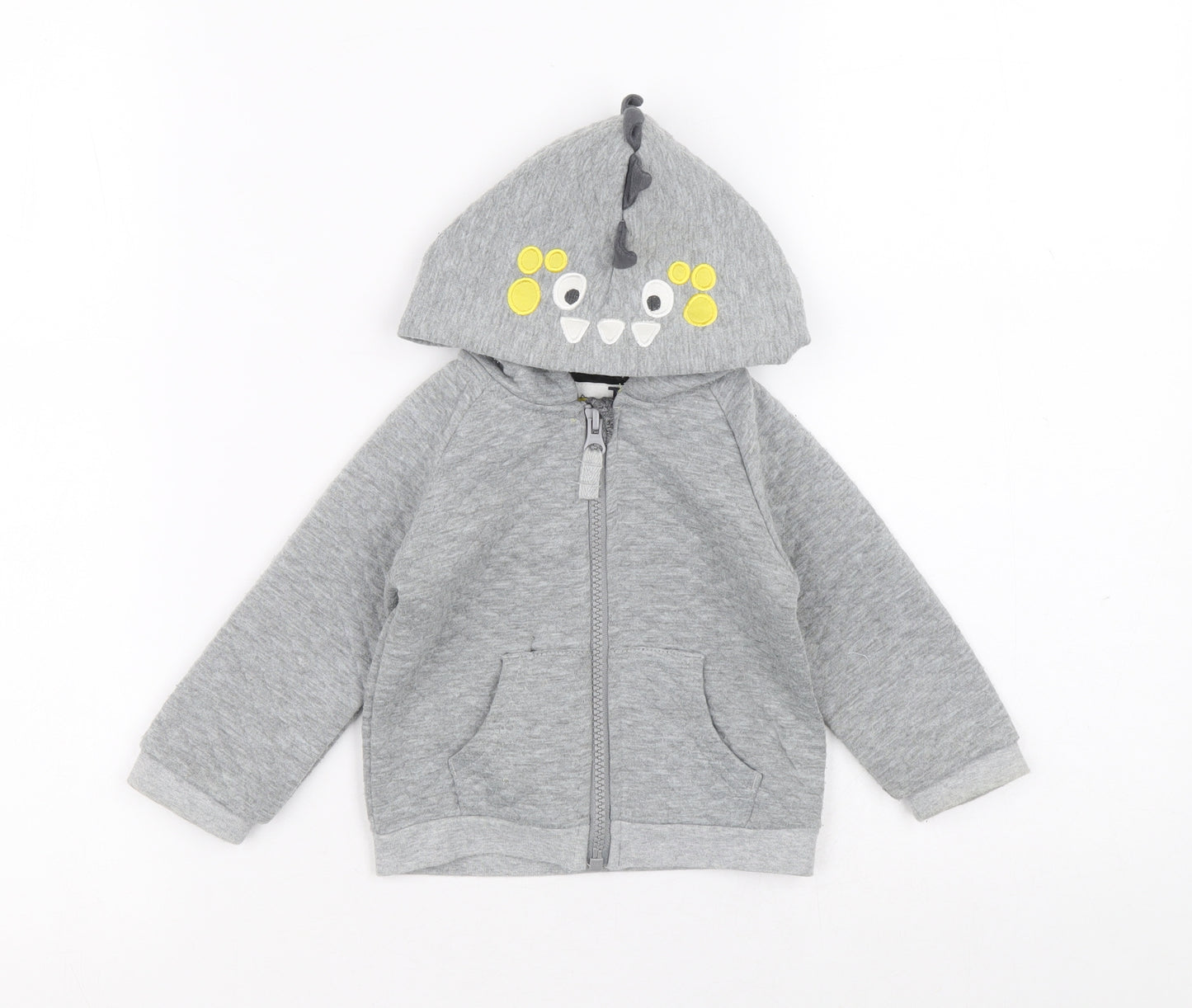 TU Boys Grey Polyester Full Zip Jumper Size 6-9 Months Zip - Dinosaur