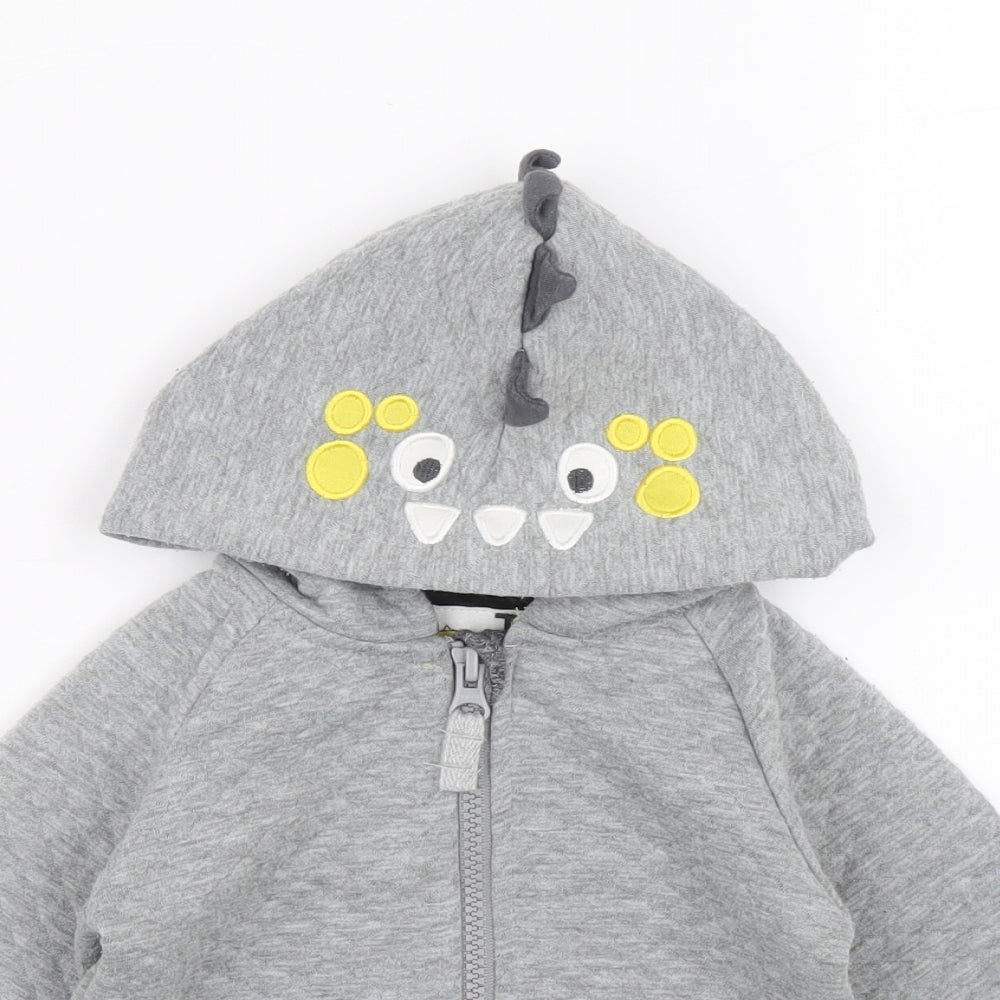 TU Boys Grey Polyester Full Zip Jumper Size 6-9 Months Zip - Dinosaur