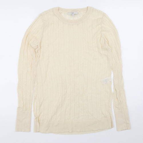 NEXT Womens Beige Round Neck Viscose Pullover Jumper Size 12