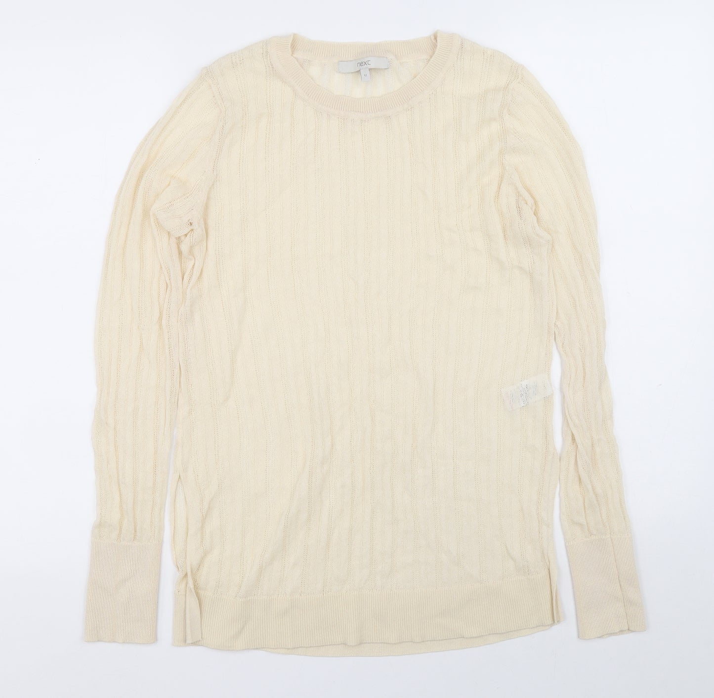NEXT Womens Beige Round Neck Viscose Pullover Jumper Size 12
