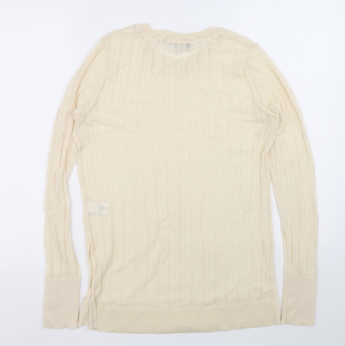 NEXT Womens Beige Round Neck Viscose Pullover Jumper Size 12