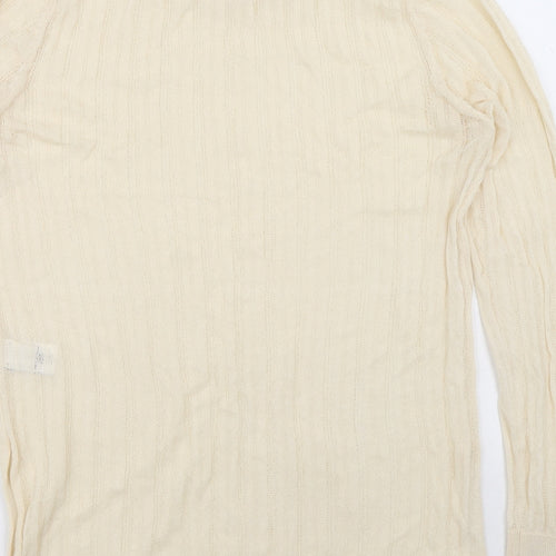 NEXT Womens Beige Round Neck Viscose Pullover Jumper Size 12