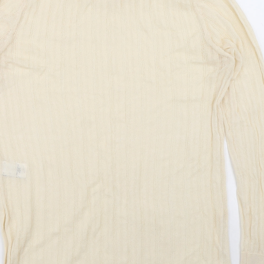 NEXT Womens Beige Round Neck Viscose Pullover Jumper Size 12