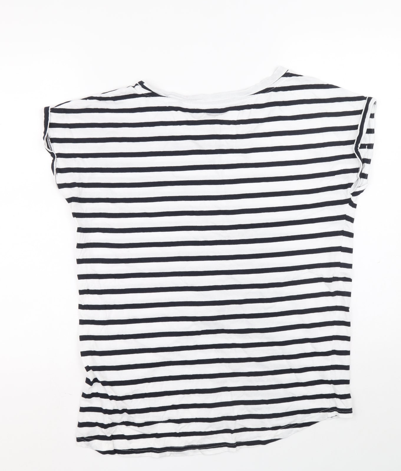 F&F Womens Multicoloured Striped 100% Cotton Basic Polo Size 14 Boat Neck