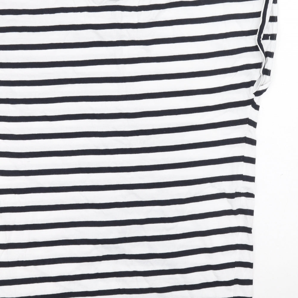 F&F Womens Multicoloured Striped 100% Cotton Basic Polo Size 14 Boat Neck