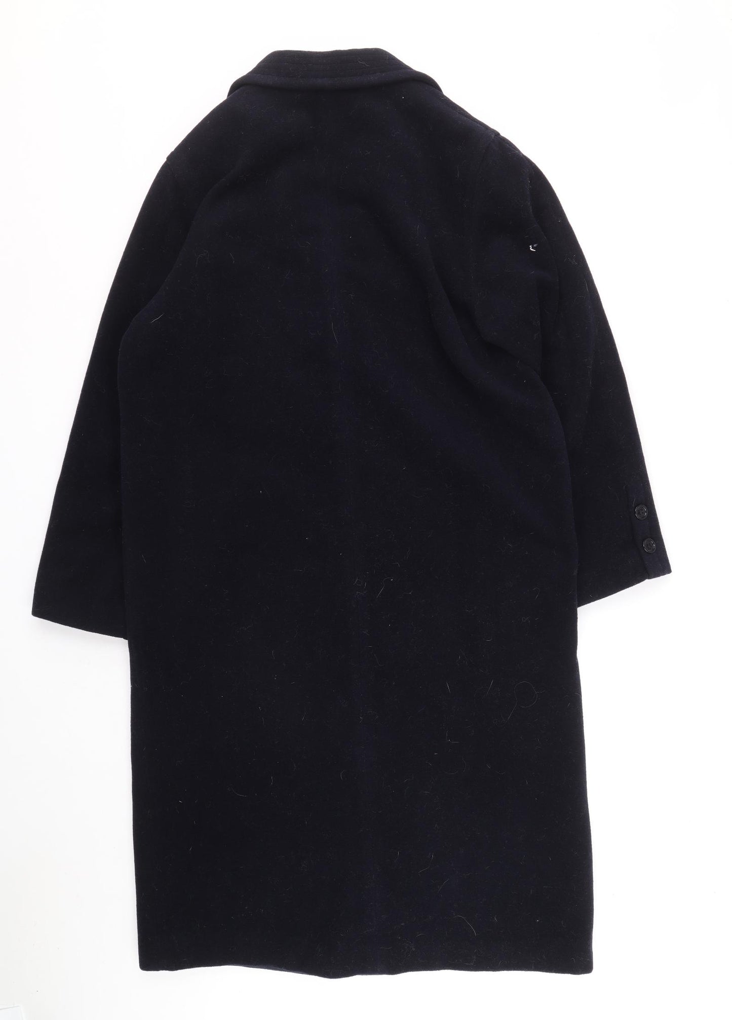 Classics Womens Blue Herringbone Overcoat Coat Size 14 Button