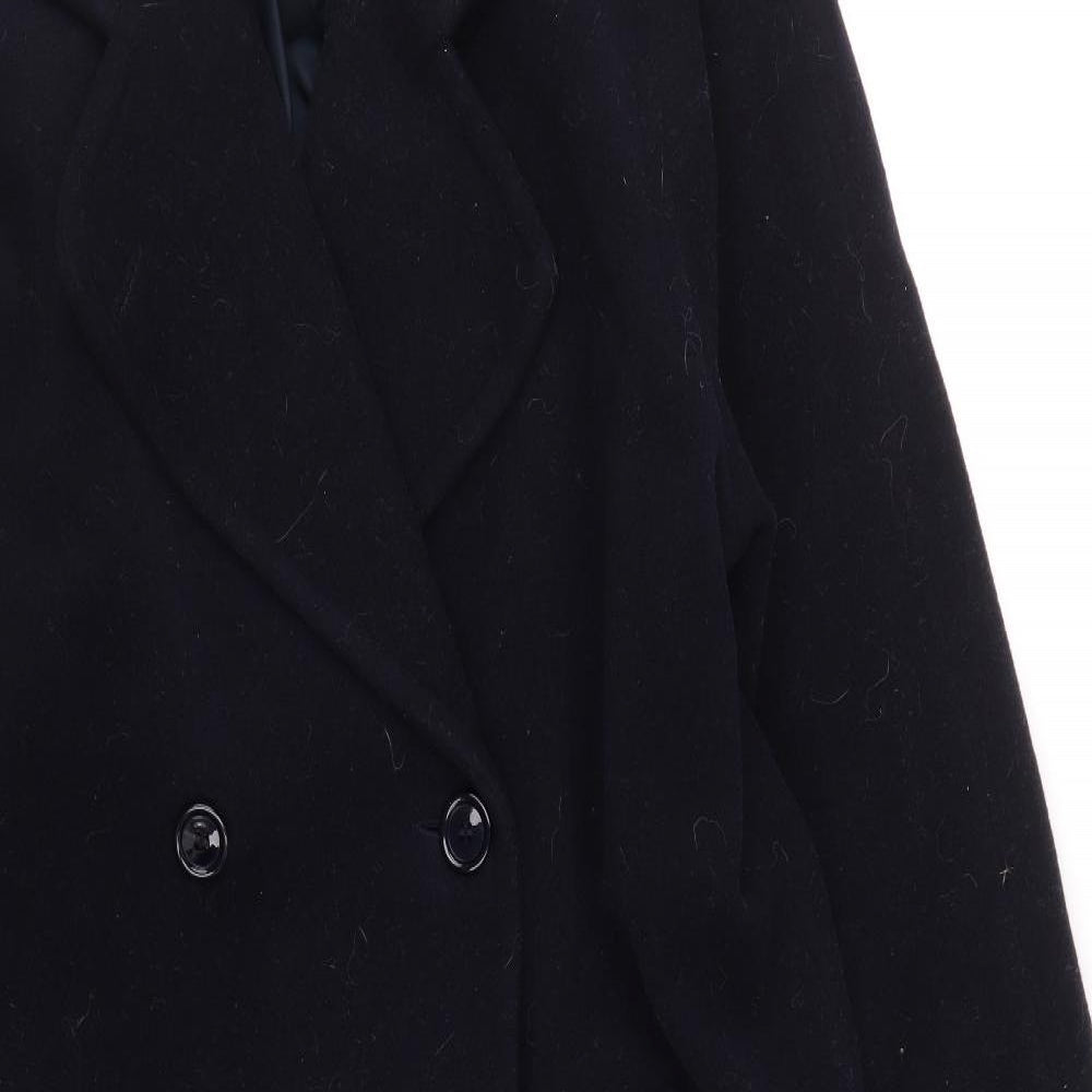 Classics Womens Blue Herringbone Overcoat Coat Size 14 Button