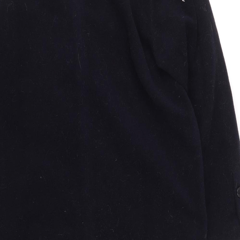 Classics Womens Blue Herringbone Overcoat Coat Size 14 Button