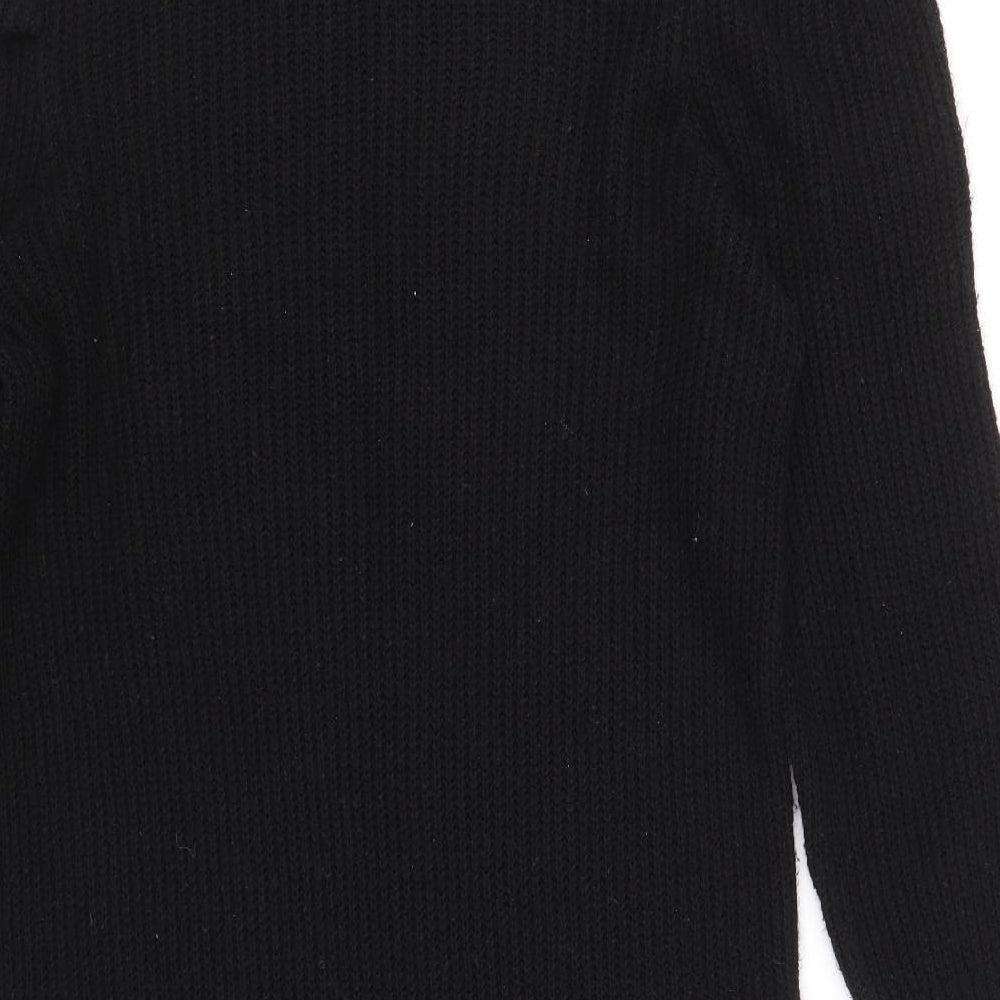 F&F Womens Black Acrylic Jumper Dress Size 12 Roll Neck Pullover