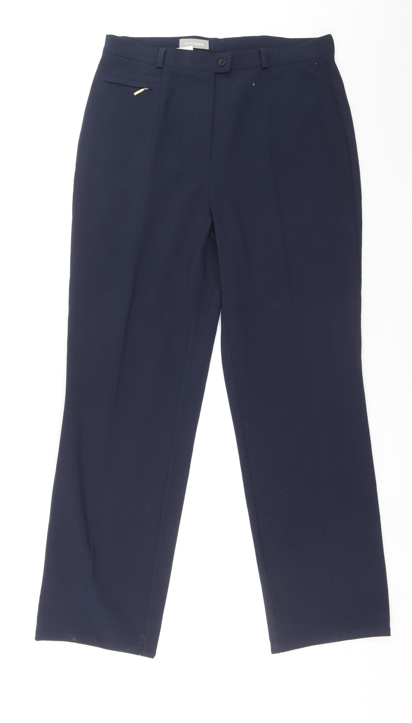 Steilmann Womens Blue Polyester Dress Pants Trousers Size 16 L28 in Regular Zip