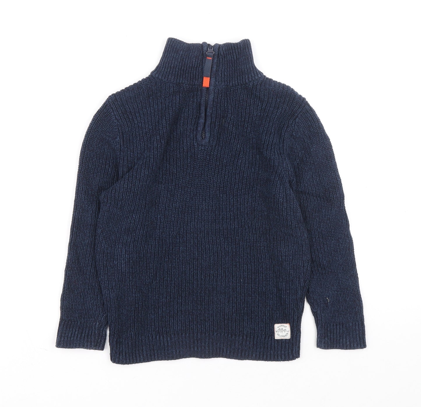 H&M Boys Black High Neck 100% Cotton Pullover Jumper Size 4-5 Years Zip