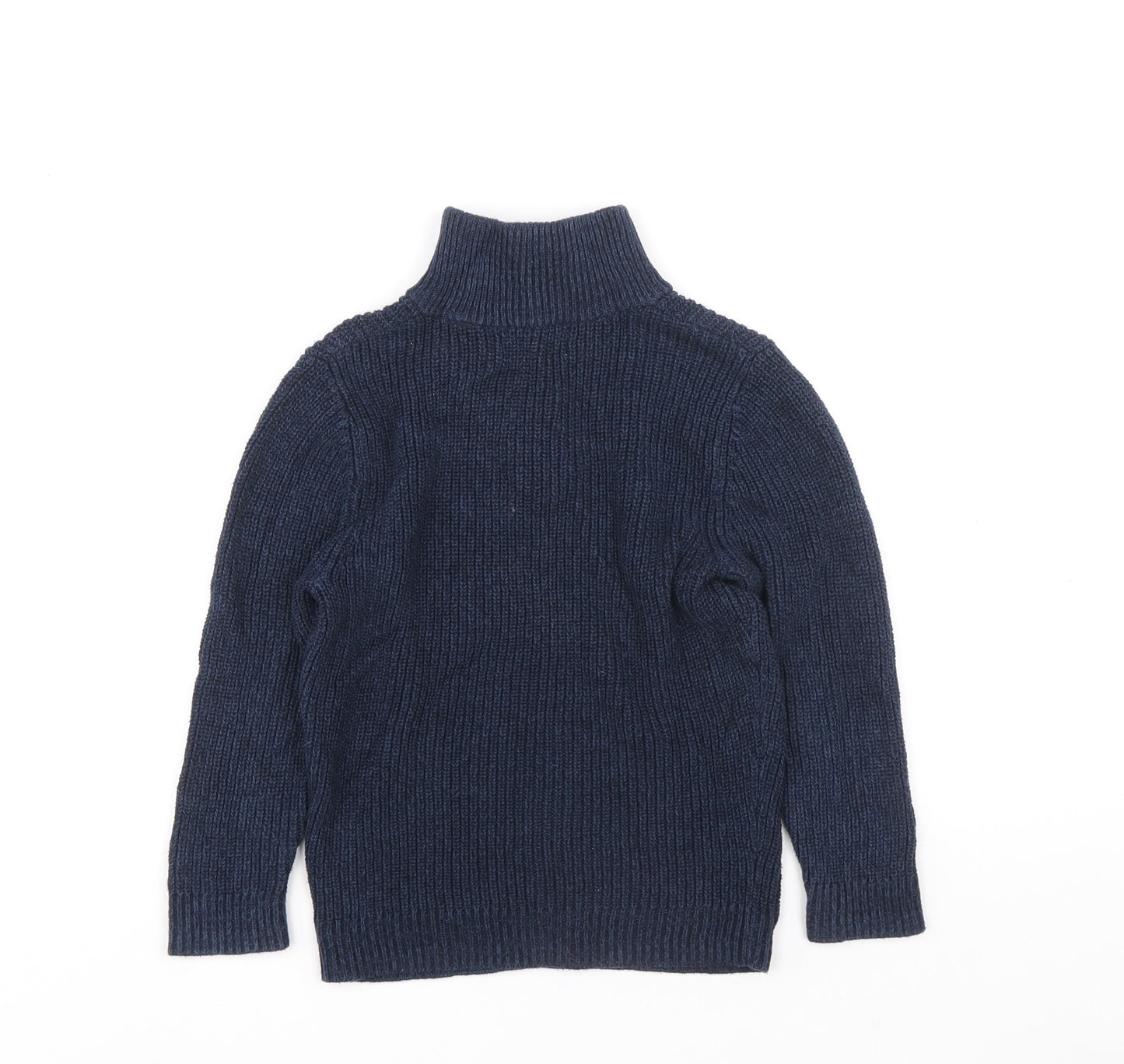 H&M Boys Black High Neck 100% Cotton Pullover Jumper Size 4-5 Years Zip