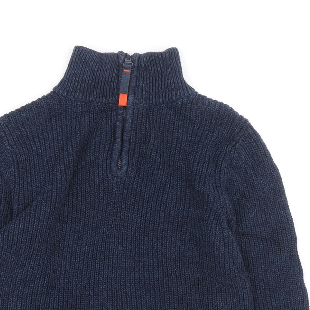 H&M Boys Black High Neck 100% Cotton Pullover Jumper Size 4-5 Years Zip