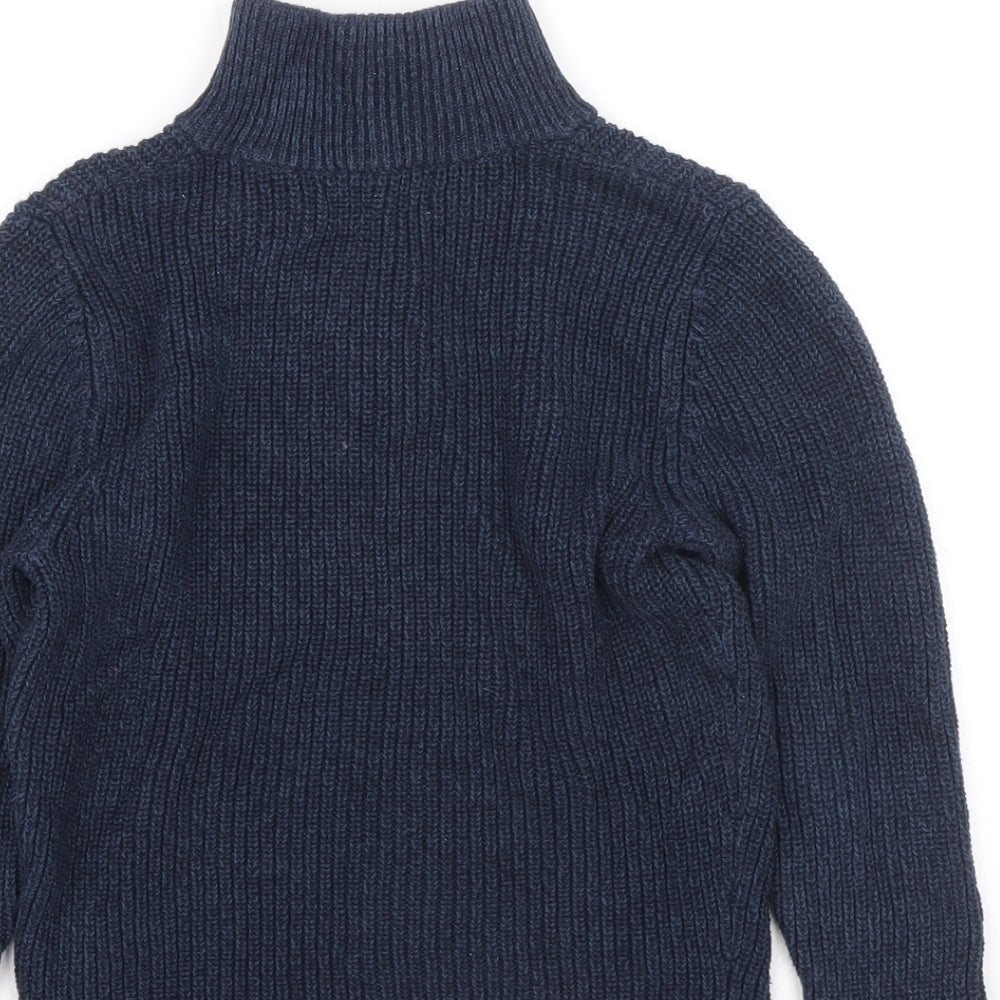 H&M Boys Black High Neck 100% Cotton Pullover Jumper Size 4-5 Years Zip