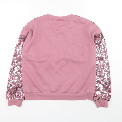 F&F Girls Pink Cotton Pullover Sweatshirt Size 12-13 Years Pullover