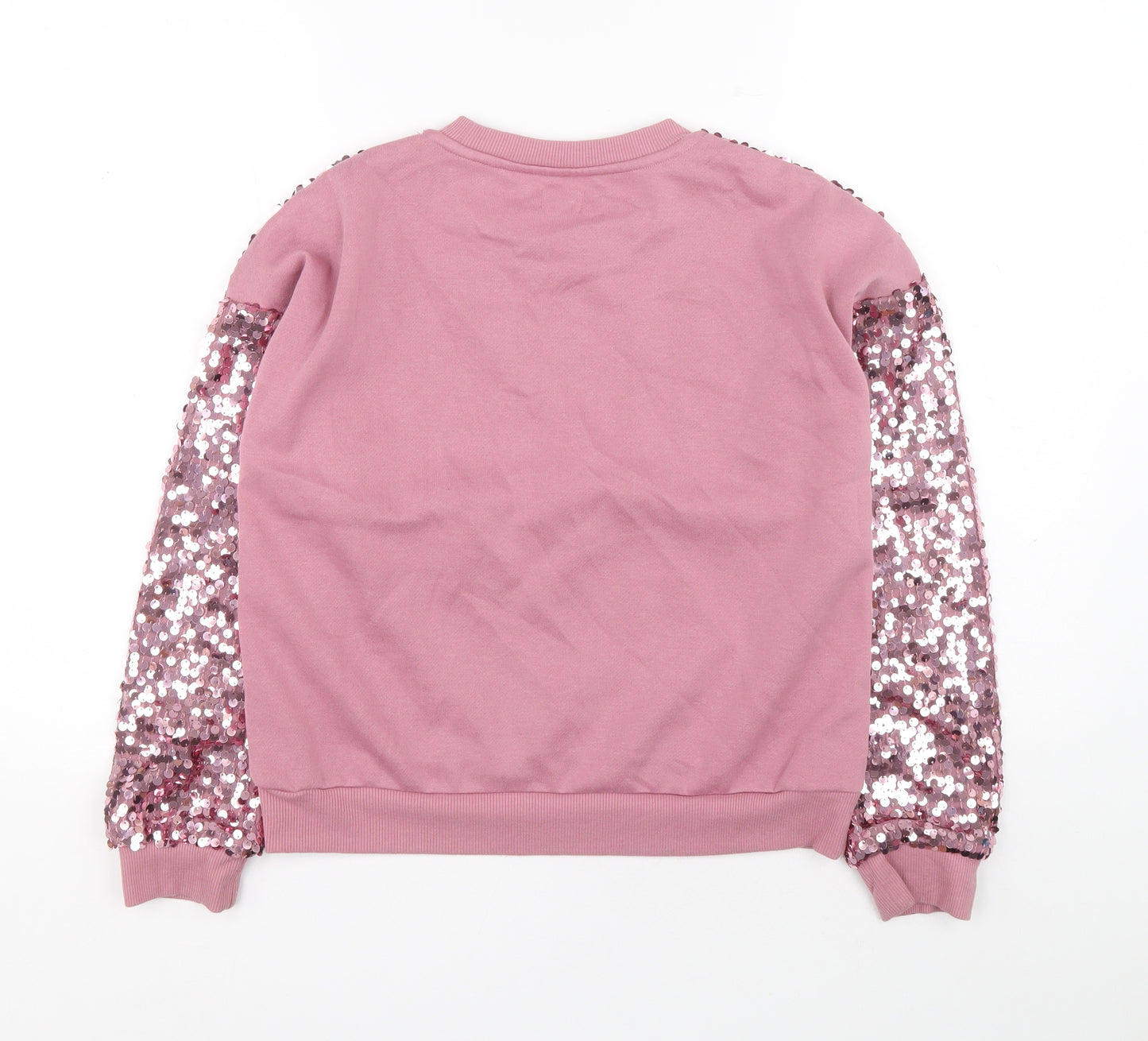 F&F Girls Pink Cotton Pullover Sweatshirt Size 12-13 Years Pullover