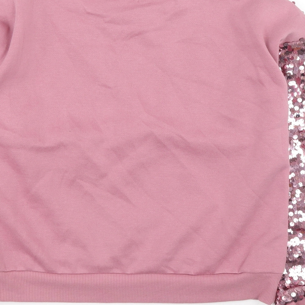 F&F Girls Pink Cotton Pullover Sweatshirt Size 12-13 Years Pullover
