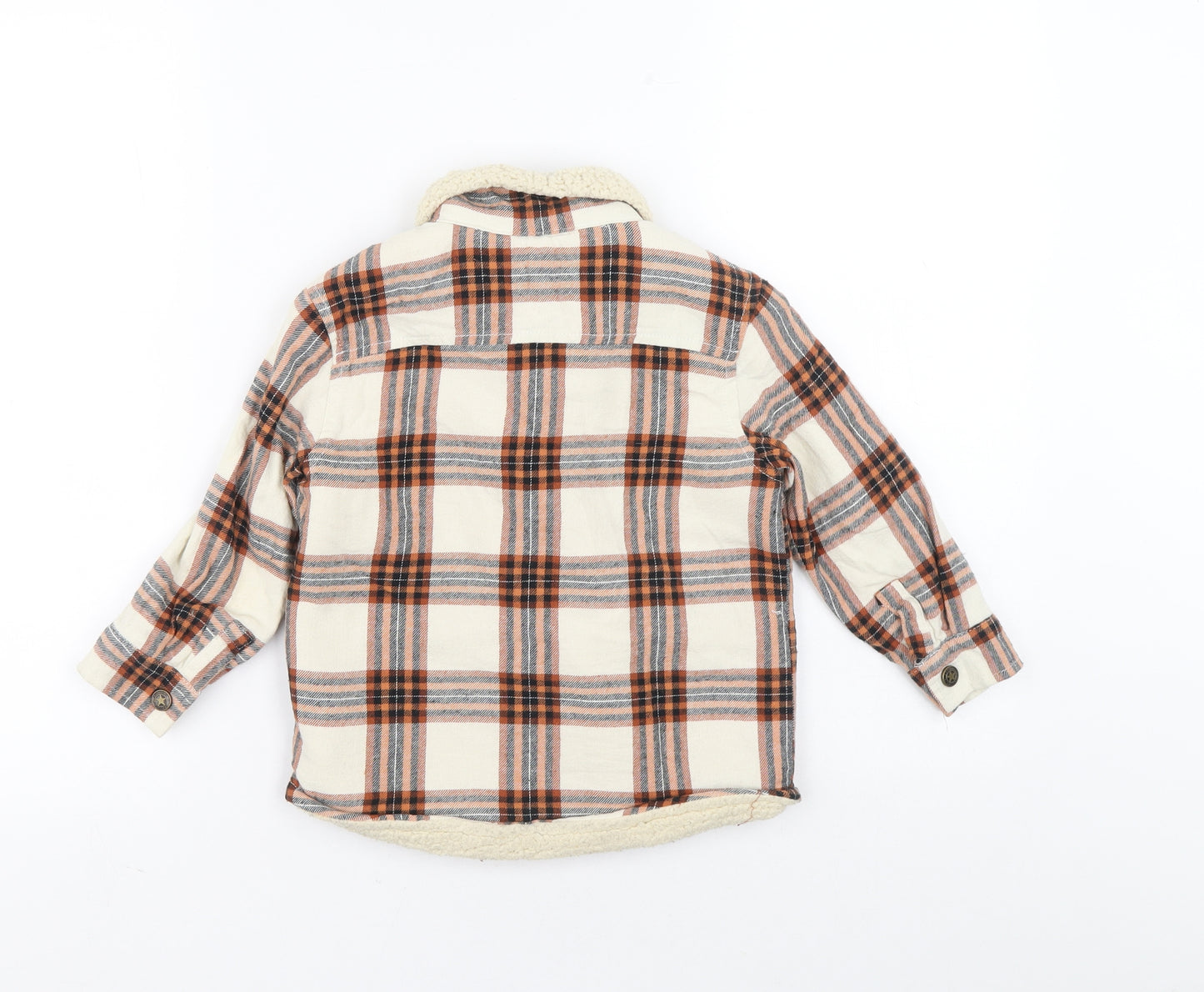 F&F Boys Multicoloured Plaid Cotton Basic Button-Up Size 3-4 Years Collared Button