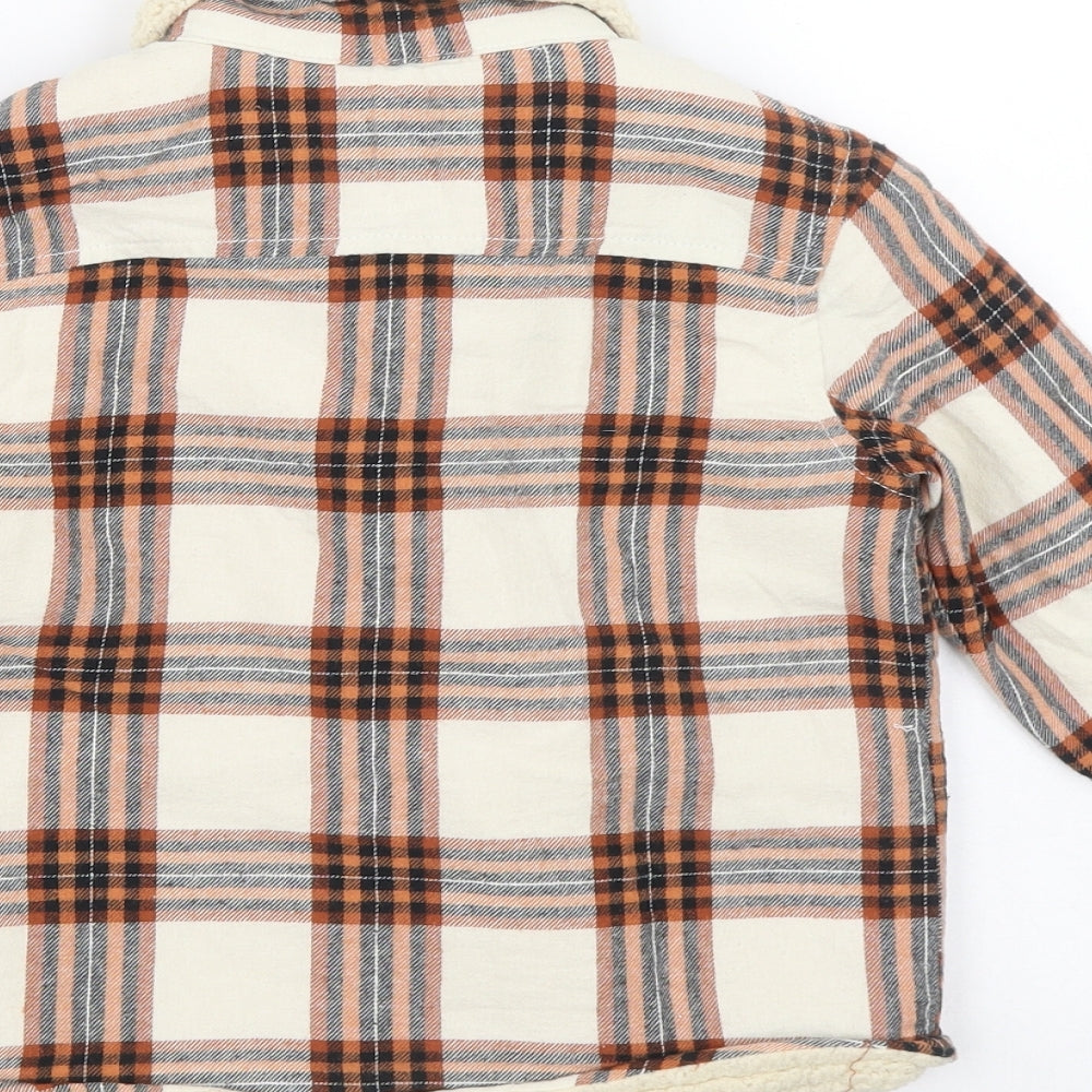 F&F Boys Multicoloured Plaid Cotton Basic Button-Up Size 3-4 Years Collared Button