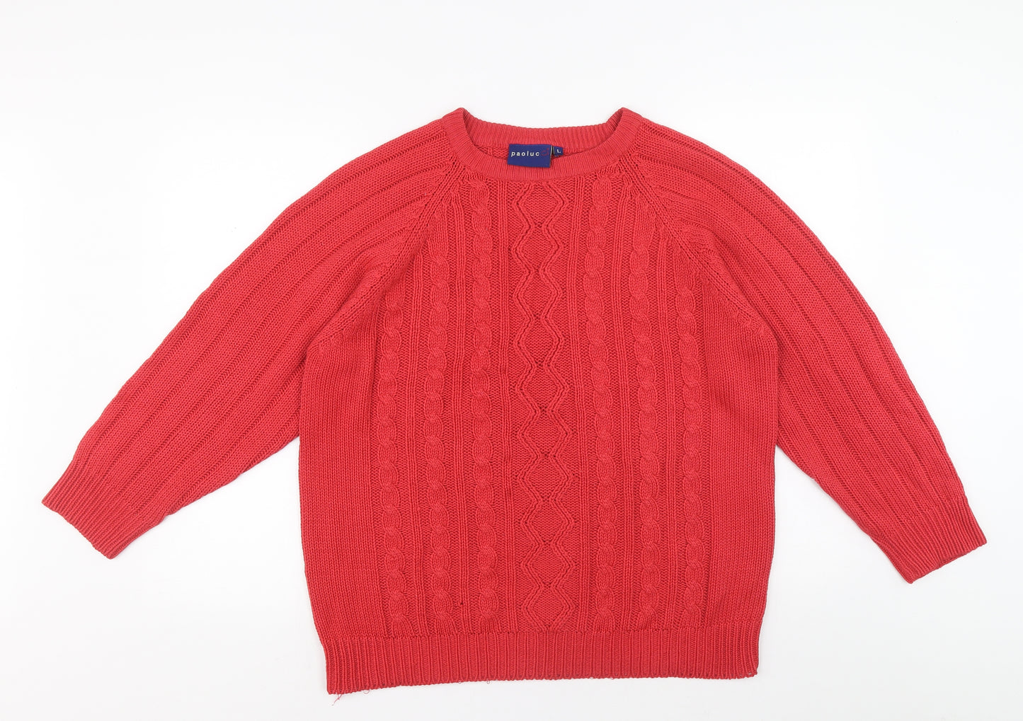 Paoluc Mens Red Round Neck Acrylic Pullover Jumper Size L
