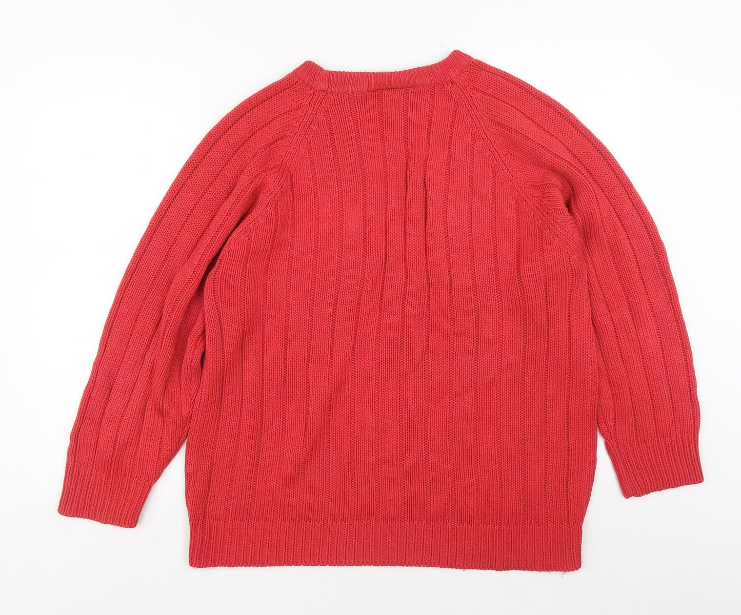Paoluc Mens Red Round Neck Acrylic Pullover Jumper Size L