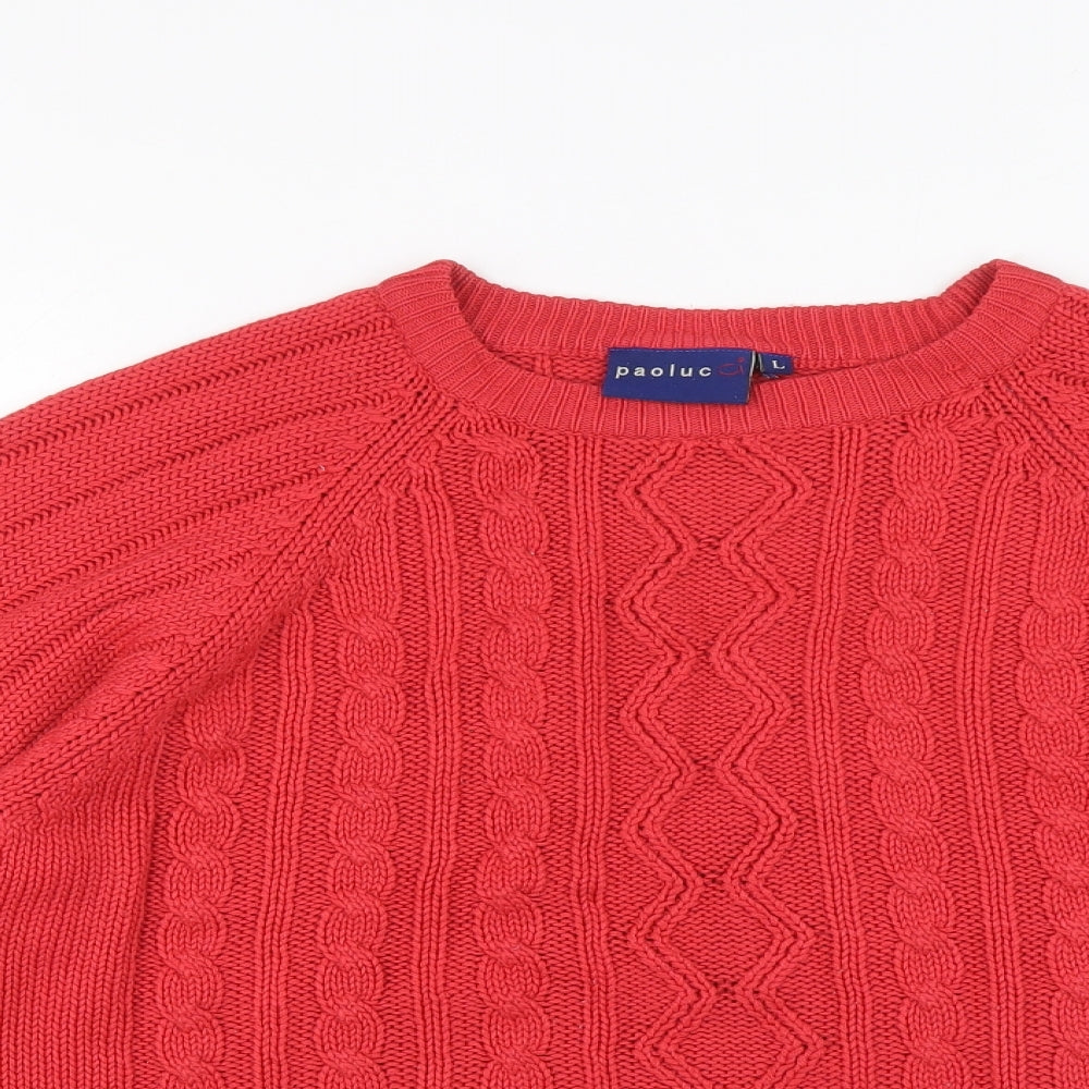 Paoluc Mens Red Round Neck Acrylic Pullover Jumper Size L