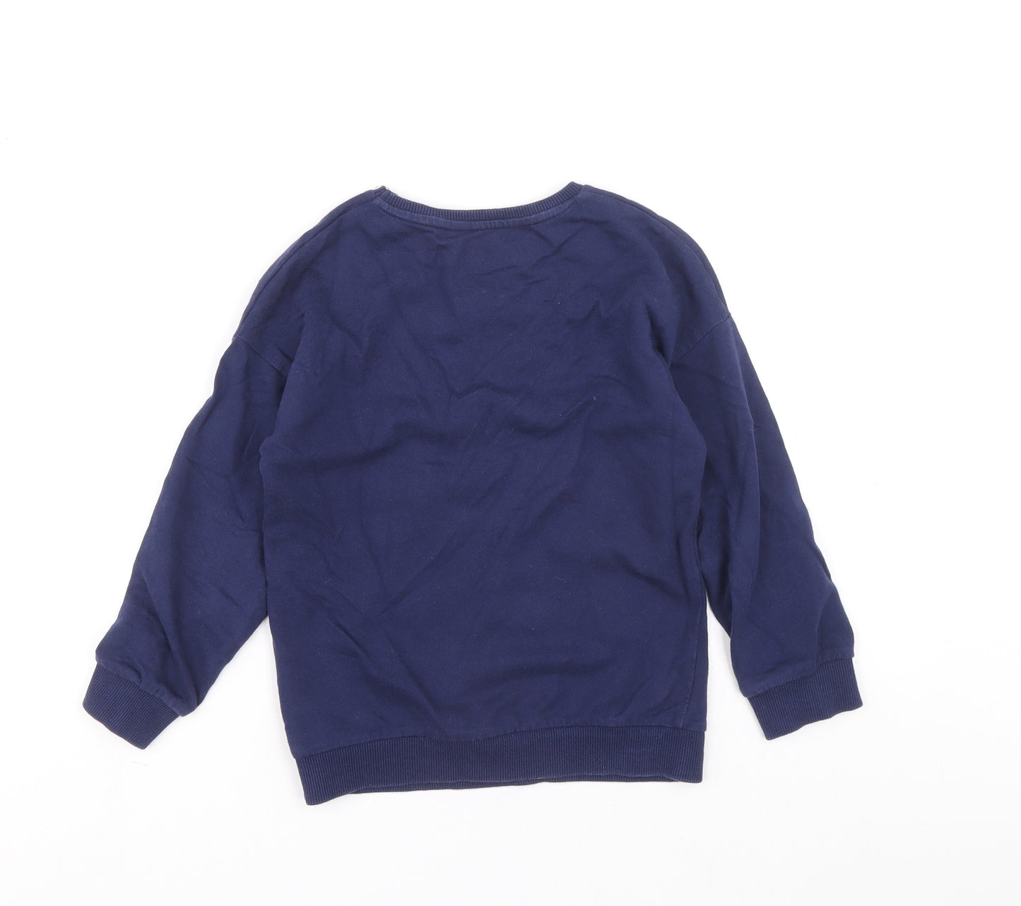 F&F Girls Blue 100% Cotton Pullover Sweatshirt Size 6-7 Years Pullover - Rainbow
