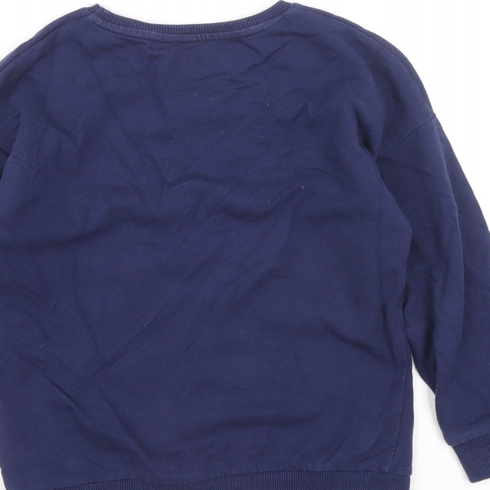 F&F Girls Blue 100% Cotton Pullover Sweatshirt Size 6-7 Years Pullover - Rainbow
