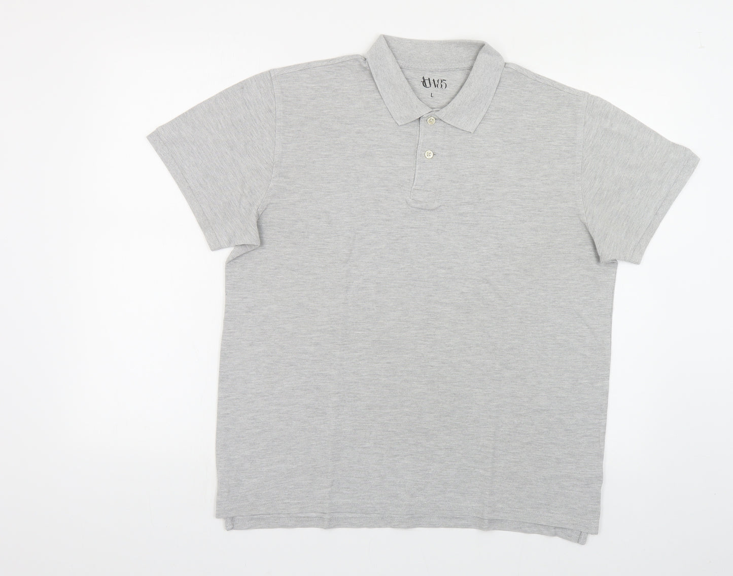 Matalan Mens Grey Cotton Polo Size L Collared Button