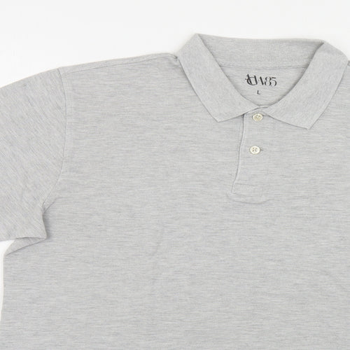 Matalan Mens Grey Cotton Polo Size L Collared Button