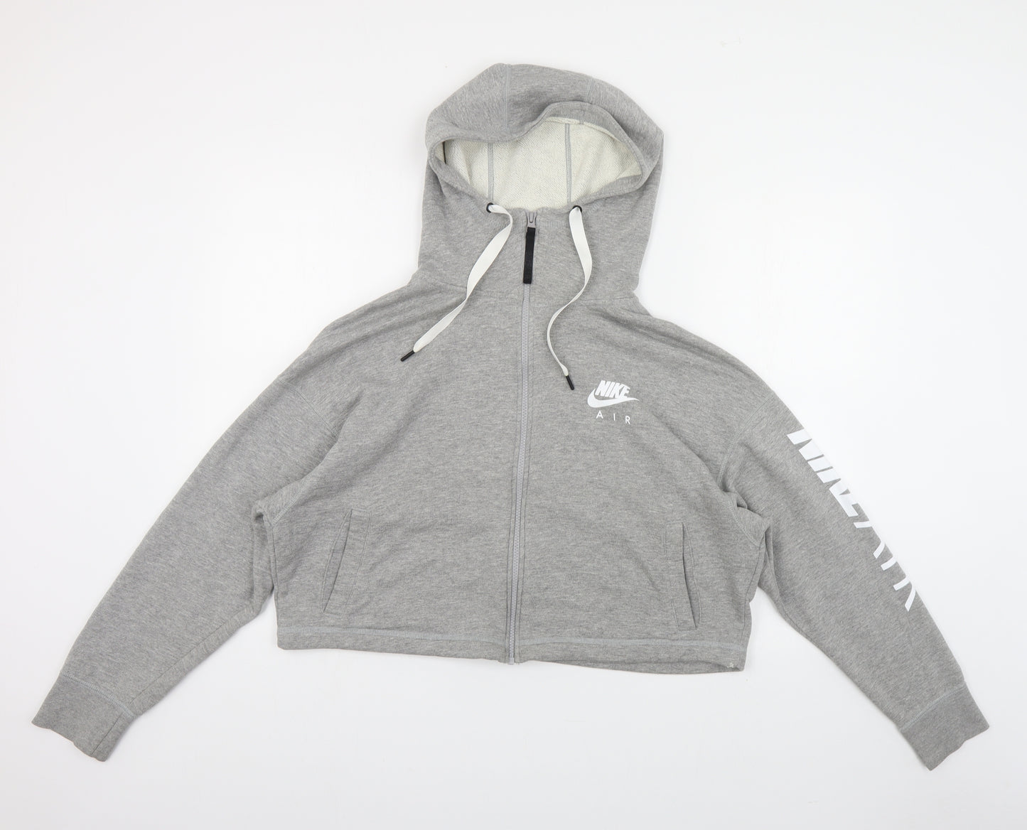 Nike Womens Grey Cotton Full Zip Sweatshirt Size XL Zip