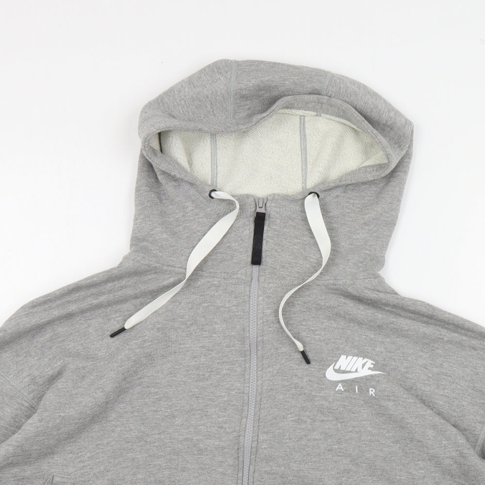 Nike Womens Grey Cotton Full Zip Sweatshirt Size XL Zip