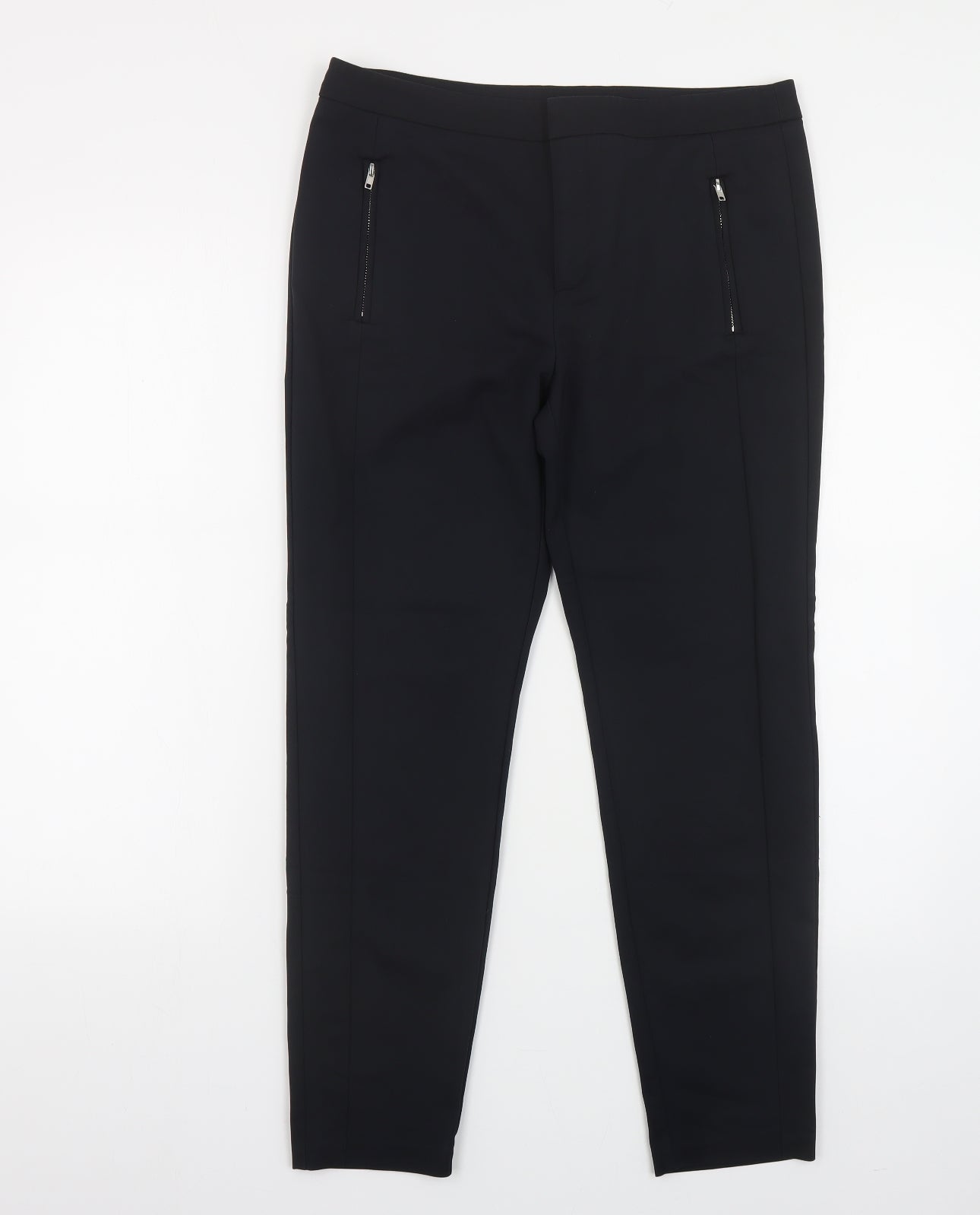 Saint Tropez Womens Black Cotton Trousers Size M L27 in Regular Hook & Eye