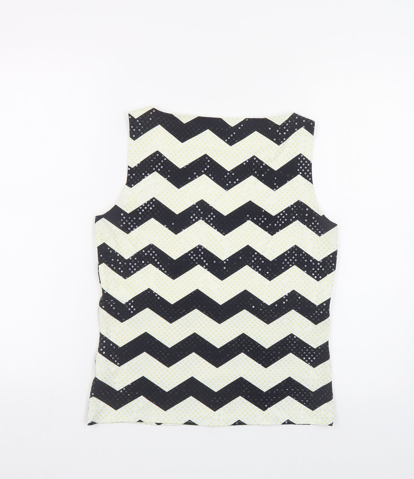 Principles Womens Ivory Geometric Polyester Basic Tank Size 12 Boat Neck