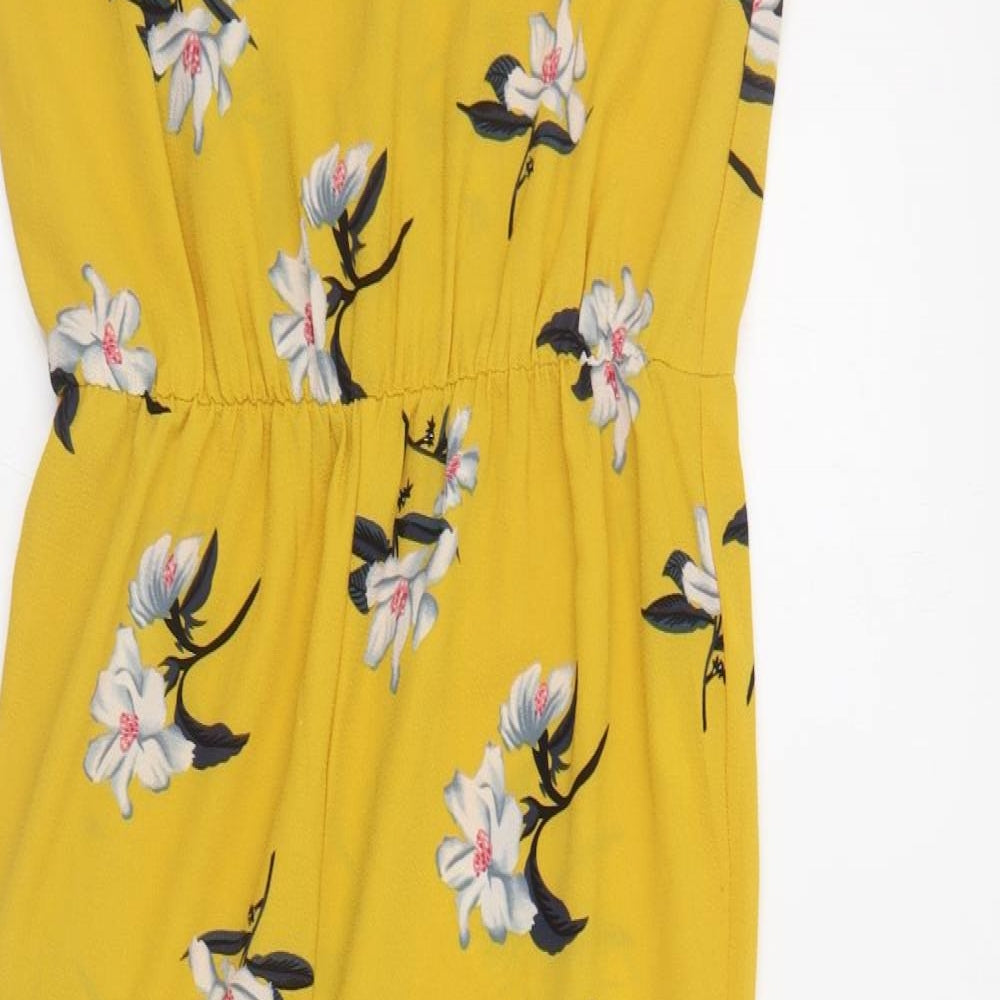 Primark Girls Yellow Floral Polyester Jumpsuit One-Piece Size 14-15 Years Button