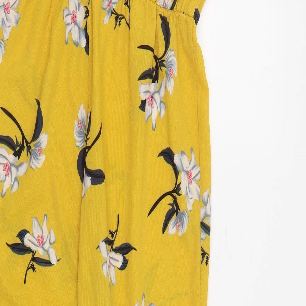 Primark Girls Yellow Floral Polyester Jumpsuit One-Piece Size 14-15 Years Button