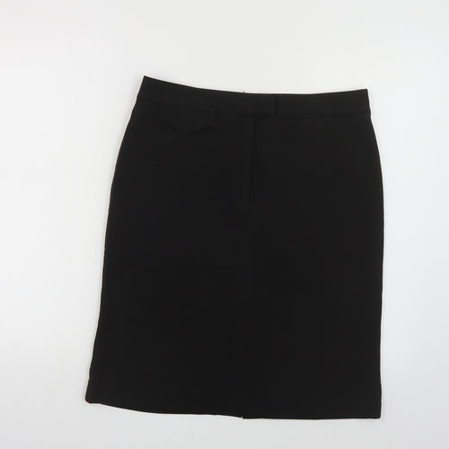 ELLE Womens Black Polyester Straight & Pencil Skirt Size M Hook & Eye