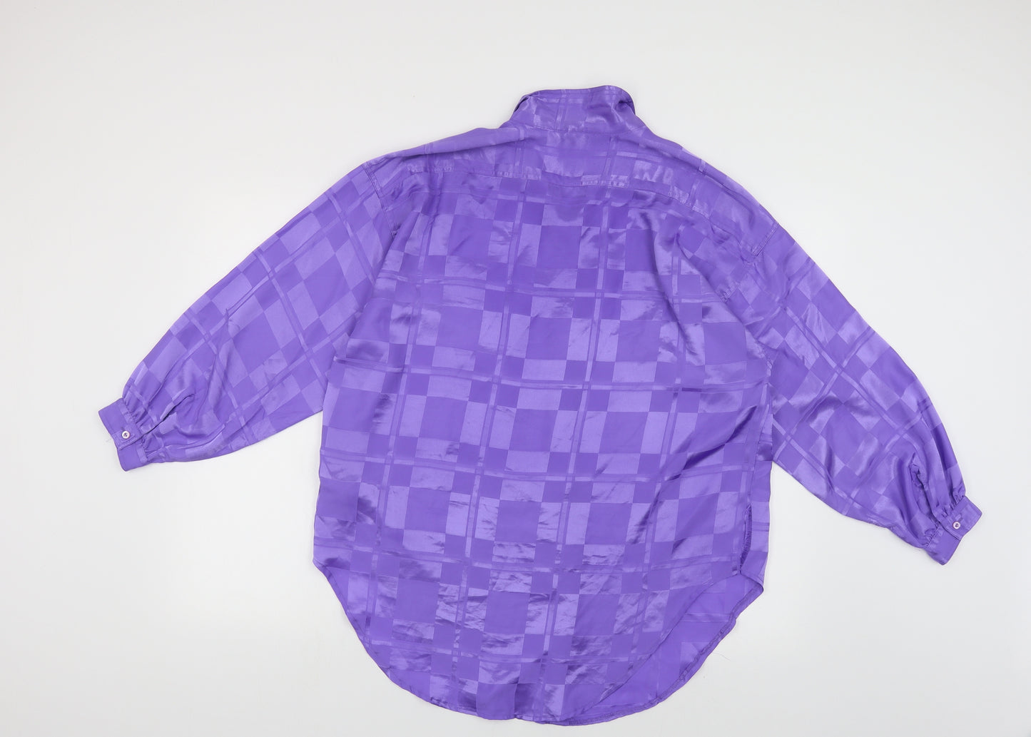 Strategy Womens Purple Geometric Polyester Basic Button-Up Size 14 Collared