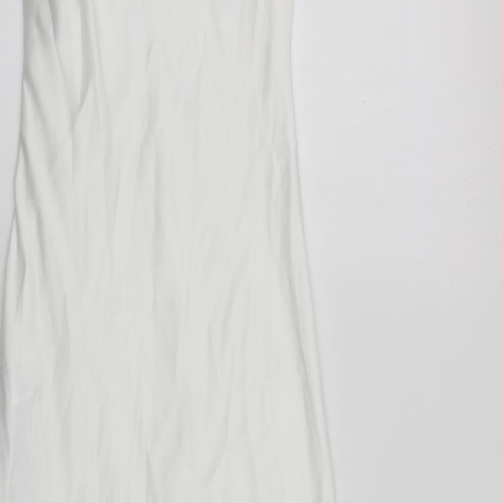 Zara Womens White Polyester Slip Dress Size S Square Neck Zip