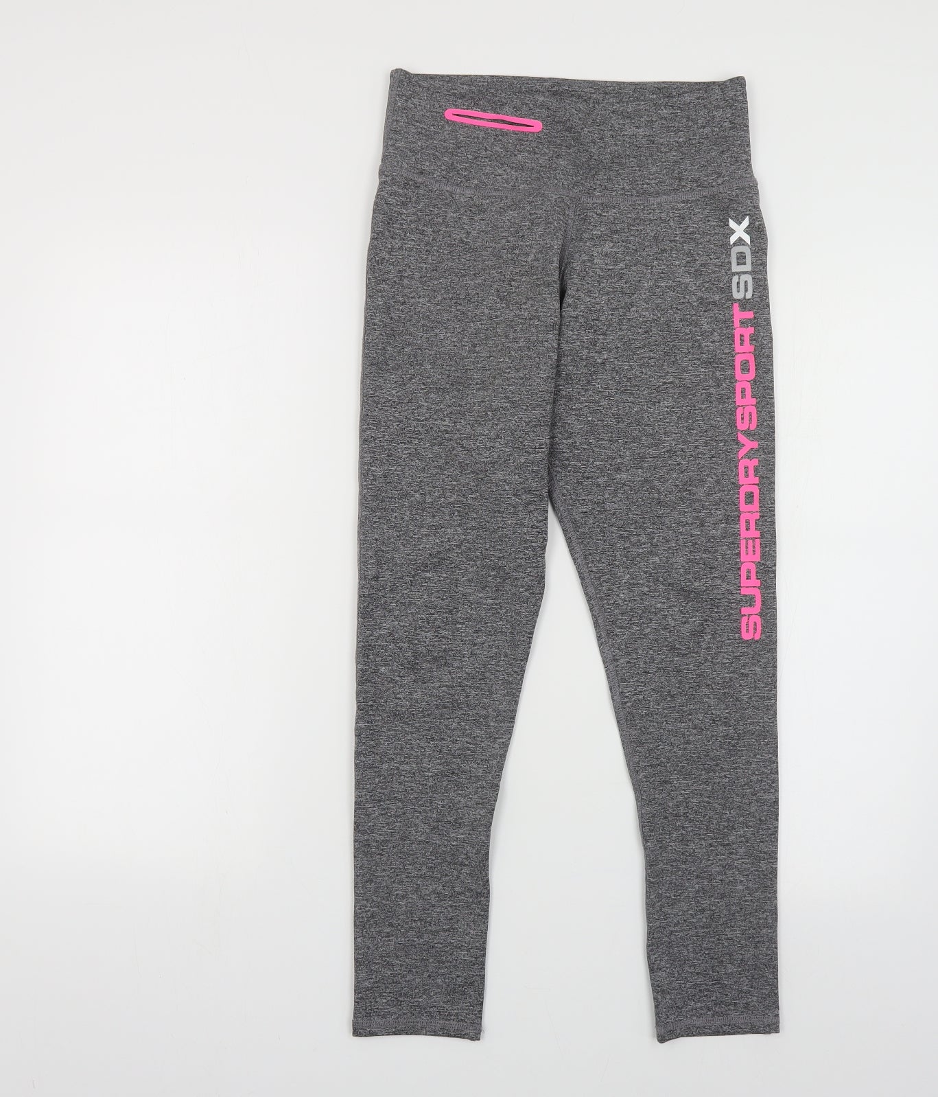Superdry Womens Grey Polyester Compression Leggings Size S L27 in Regular Pullover