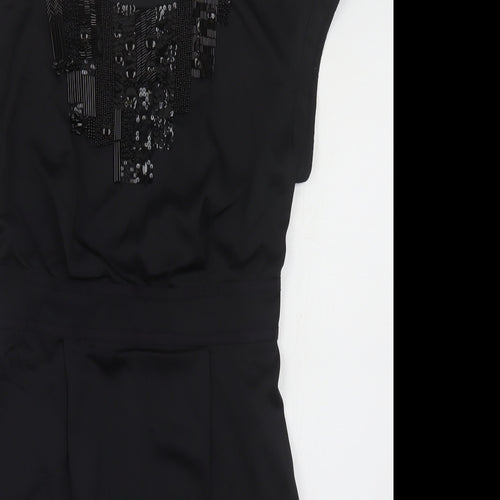 Marks and Spencer Womens Black Polyester Pencil Dress Size 8 Round Neck Zip